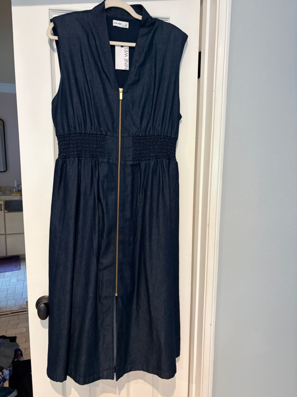 NWT Nine West Zip-front Denim Dress. Size XL.